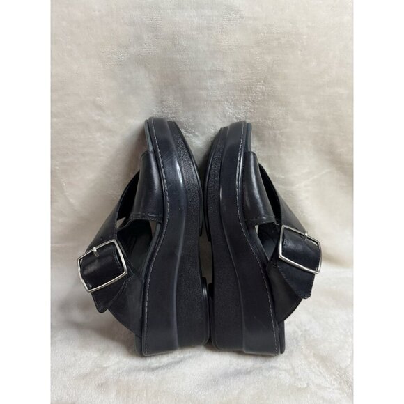 DANSKO Black Leather Chunky Wedge Cris-cross Strap Y2K Comfort Sz 40 US 9 - Picture 11 of 11